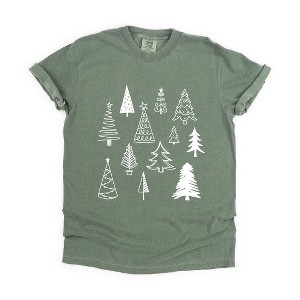 Simply Sage Market Women's Christmas Tree Botanical Short Sleeve Garment Dyed Tee - 1 of 4