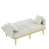 SKRAN 59" Velvet Upholstered Loveseat Sofa with Adjust Tufted Back, 2 Side Pocket and 2 Pillows for Living Room, Bedroom (Modern White) - 4 of 4