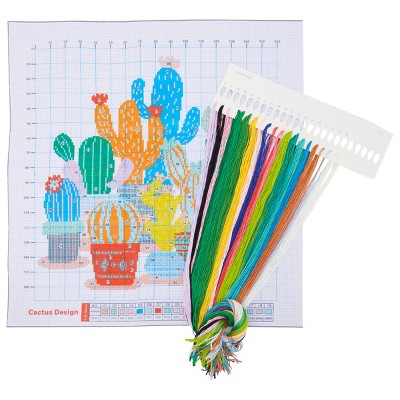 Bright Creations Cactus Embroidery Kit, Stamped Cross Stitch Beginner Kit, Arts and Crafts16.9 x 17.7 in