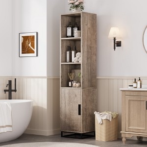 Tall Bathroom Cabinet, 70" Narrow Storage Cabinet with Door and Adjustable Shelf, Open Storage Freestanding for Laundry Room, Small Space, Grey - 1 of 4