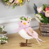 Northlight Plush Bird with Gingham Bow Floral Easter Figurine - 7.75" - Pink - image 2 of 4