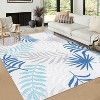 Botanical Washable Rug – Blue Low Pile Carpet, Non-Shedding, Stain & Slip Resistant, Easy-Clean for Living Room or High Traffic Areas - 2 of 4