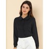 Allegra K Women's Work Peter Pan Collar Long Bishop Sleeve Button Down Shirt - 4 of 4