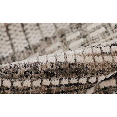 Rectangular Black Synthetic Easy Care Area Rug
