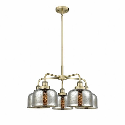 Bell - 5 Light Stem Hung Chandelier In Art Deco Style-14.75 Inches Tall and 26 Inches Wide