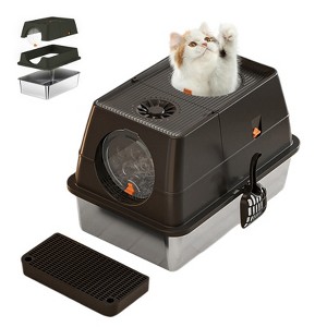 Stainless Steel Litter Box with Lid, Large Litter Box for Cats, Enclosed Removable Metal Litter Boxes with High Sided Enclosure & Scoop, Dog Proof - 1 of 4