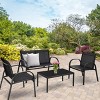Tangkula 4PCS Black Furniture Set Chairs Coffee Table Patio Garden Brand New - 3 of 4