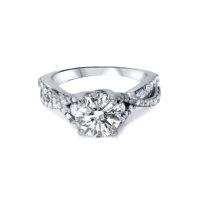 Pompeii3 2 1/2ct Moissanite & Diamond Infinity Engagement Ring in White Gold, 4 of 6