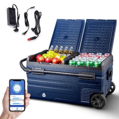 Portable Car Refrigerator 80 Quart(75L), Dual Zone Freezer and Fridge WIFI APP Control, -4℉-68℉ RV Cooler with USB Socket, 12/24V DC and 100-240V AC