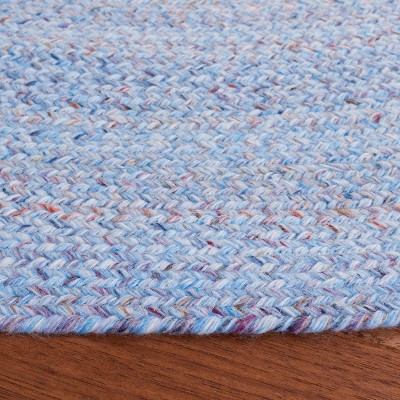 Coastal Charm Light Blue and Red Handwoven Round Rug
