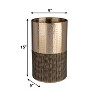 happimess Asher Modern 4.13-Gallon 2-Tone Faux Wicker/Metal Cylinder Waste Basket - 3 of 4