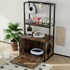KTMBDW Litter Box Enclosure with 2 Storage Shelves, 2-in-1 Hidden Cat Litter Box Enclosure Furniture with Shelf, Brown - 3 of 4