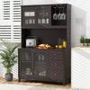 Tangkula Kitchen Pantry Storage Cabinet Kitchen Hutch w/ LED lights & Power Outlet Dark Brown - 2 of 4