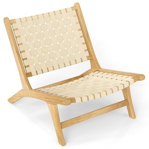 Tangkula Teak Wood Patio Chair w/Webbing Seat & Backrest Mid-century Accent Chair - 1 of 4