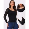 Allegra K Women's Lace Sweetheart Neck Long Sleeves Elegant Blouse - 2 of 4