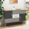 Costway Free-standing Storage Cabinet Modern Floor Cabinet w/2 Doors & 3 Drawers - 2 of 4