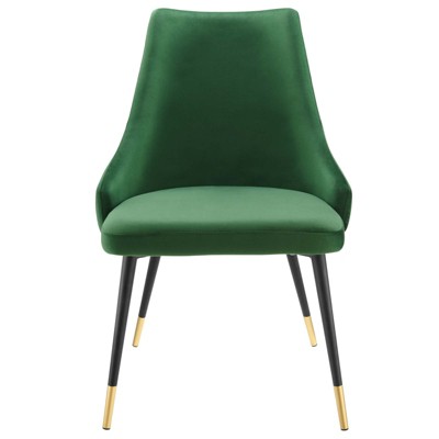Emerald Velvet Upholstered Side Chair with Metal Accents