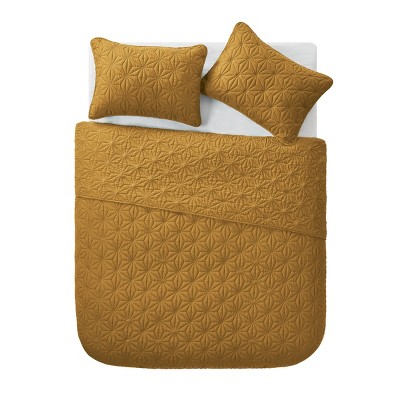 Gold King Reversible Microfiber Quilt Set with Shams