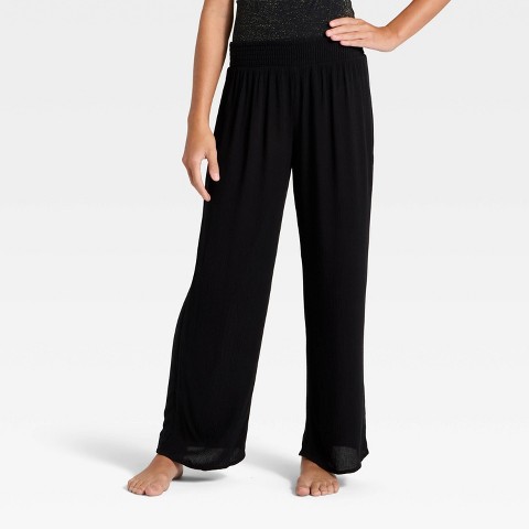Art Class Girls' Solid Gauze Pants Swimsuit Cover-Up - art class™ Black L