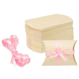 Unique Bargains Wedding Birthday Party Paper Candy Gift Wrap Boxes with Ribbons 50 Pcs - 1 of 4