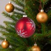 Northlight Glittered Snowflakes Matte Finish Glass Ball Christmas Ornaments - 3" (75mm) - Red - 4ct - 4 of 4