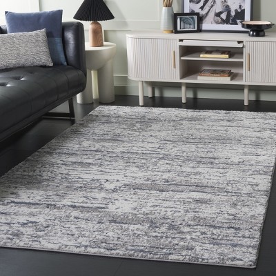 Gray and Navy Abstract Distressed Area Rug 4'5" x 6'5"