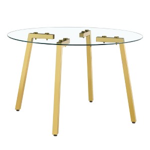 NicBex 36 Inch Round Tempered Glass Coffee Table with 7-Shaped Metal Legs for Living Room,Bedroom - 1 of 4