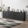 36"x124"x16" Wood Grain Buffet Cabinet in Black, Storage Organizer with Adjustable Shelves and Rattan Doors for Kitchen Bedroom Entryway Living Room - 3 of 4