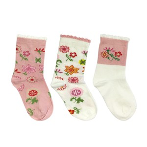 Wrapables Pink Flower Girl Socks for Baby (Set of 3) - 1 of 4