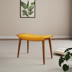 GDFStudio Neville Mid-Century Modern Linen Upholstered Ottoman - 1 of 4