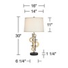 Possini Euro Design Jupiter 30" Tall Geometric Sculpture Modern End Table Lamp Dual USB Ports Black Gold Single White Shade Living Room Charging - 4 of 4