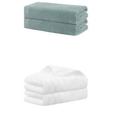REGALWOVEN Bathroom Gym SPA Cotton Soft Absorbent Bath Hands Towel Set 2 Pcs
