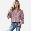 Anna-Kaci Women's Leopard Print Long Sleeve V-Neck Blouse - 2 of 4