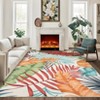 Green Washable Rug for Living Room Tropical Plant Throw Rug - 2 of 4
