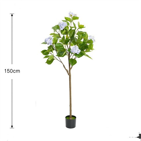 Artificial Hydrangea Flowers Tree, 4ft/5ft Tall Potted Decorative Hydrangea Tree, Realistic Modern Artificial Tree For Living Room Home Office - image 1 of 4