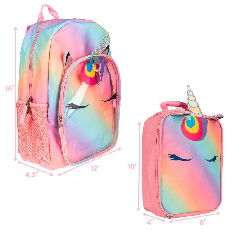 CLUB LIBBY LU Ombre Unicorn Backpack with Lunch Box Set for Girls, 3 Piece Value Bundle, 16 Inch, 2 of 10