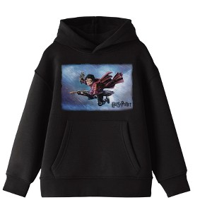 Youth Harry Potter Seeker Graphic w/ Logo Screen Print Black Hoodie- - 1 of 2