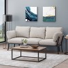 Christopher Knight Home Carvel Faux Wood and Iron 3 Seater Sofa with Pillow Cushions, Gray/ Black - 2 of 4