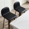 Bekrvio 26" Swivel Counter Height Bar Stools Set of 2 – Mid-Century Modern Upholstered PU Leather & Walnut Bentwood Legs, for Kitchen Island (Black) - 4 of 4