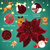 GAOMON 24PCS Velvet Poinsettia Flowers with Glitter - 6.3 in Artificial Christmas Flowers for Wreaths, Centerpieces and Holiday Decor，Very festive - 4 of 4