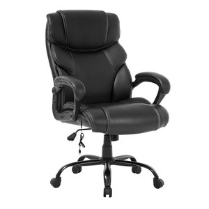 FDW Office Chair for Larger Individuals 400lbs Heavy Duty Metal Base Massage Desk Chair with Adjustable Height & Swivel Base, Black - 1 of 4