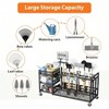 Garden organizer with wheels movable rack storage hooks long handled tools rakes brooms shovels heavy duty metal black garage - 3 of 4