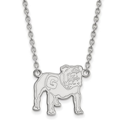 Black Bow Jewelry 10k White Gold Georgia Bulldogs NCAA Necklace 18 Inch