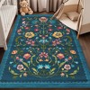 Washable Vintage Floral Printed Rug Non Slip Low Pile Rug Soft Throw Floor Cover Foldable Indoor Carpet for Living Room Bedroom Playroom Nursery - 4 of 4