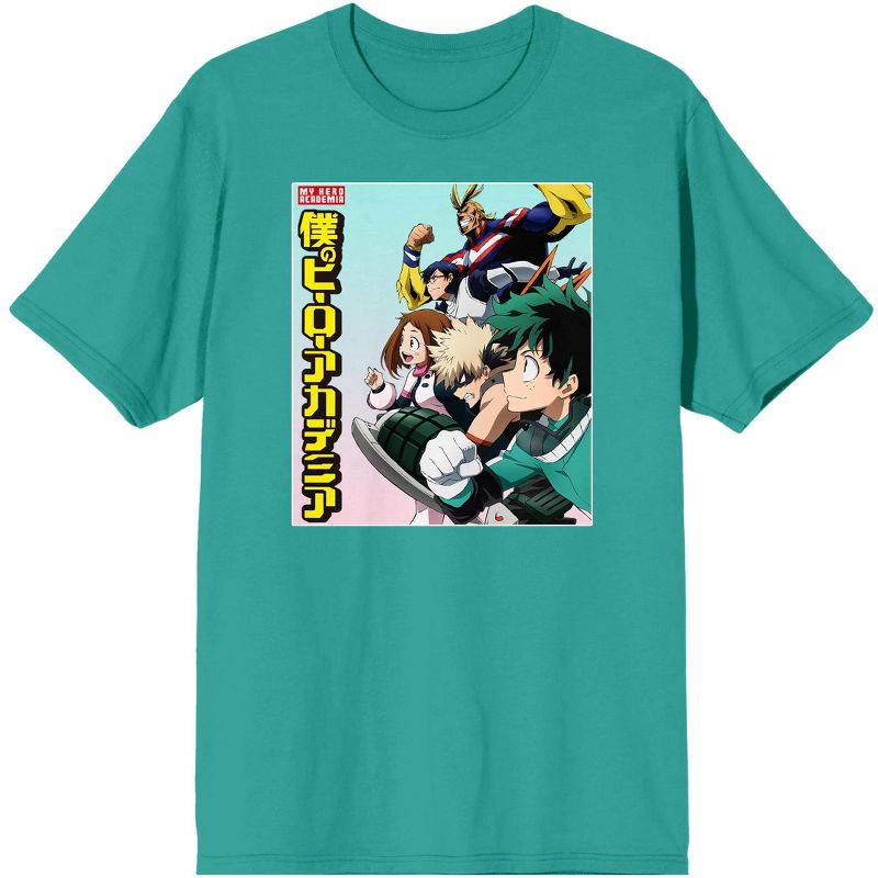 My Hero Academia Character Group Juniors Bright Aqua T-shirt, 1 of 3