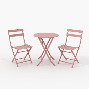 Bistro Table and Chairs Set, 3 Piece Foldable Patio Furniture Set, Outdoor & Indoor Bistro Set for Patio Balcony Porch Poolside, 2 Chairs and 1 Table - 1 of 4