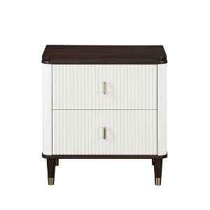 25.5" Carena Nightstand White and Brown Finish - Acme Furniture: Elegant Bedroom Storage, No Assembly Required - 1 of 4