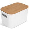 NewHome "2Pcs Stackable Storage Bins with Bamboo Lids & Handles, Plastic Storage Containers for Bedroom, Kitchen, Closet"White - 3 of 4