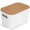 NewHome "2Pcs Stackable Storage Bins with Bamboo Lids & Handles, Plastic Storage Containers for Bedroom, Kitchen, Closet"White - image 3 of 4