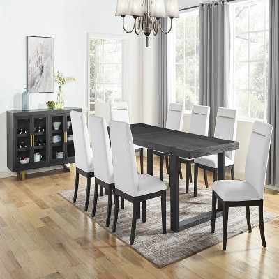 Yves Black Reclaimed Wood Extendable Dining Table for Eight